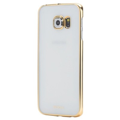 Samsung Galaxy S6 Edge (G925) Rock Neon plastikinis skaidrus permatomas auksinis dėklas / Priedai.lt