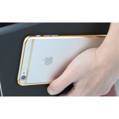 Apple iPhone 6s Plus Rock Neon plastikinis skaidrus permatomas auksinis dėklas / Priedai.lt
