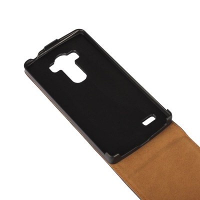 LG G4s (H735) klasikinis vertikaliai atverčiamas juodas odinis dėklas / Priedai.lt