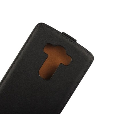 LG G4s (H735) klasikinis vertikaliai atverčiamas juodas odinis dėklas / Priedai.lt