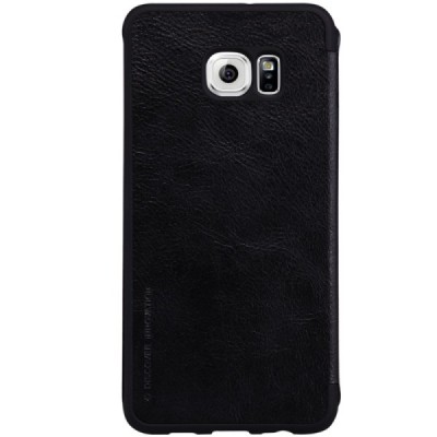 Prabangus „Nillkin“ Qin serijos juodas odinis atverčiamas Samsung Galaxy S6 Edge+ Plus (G928) dėklas / Priedai.lt