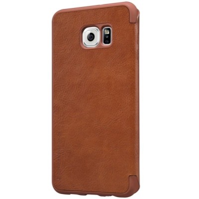 Greznais „Nillkin“ Qin sērijas ādas atvērams brūns Samsung Galaxy S6 Edge+ Plus (G928) maciņš / Vacins.lv