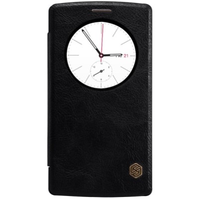 Prabangus „Nillkin“ Qin serijos juodas odinis atverčiamas LG G4s Beat (H735) dėklas / Priedai.lt