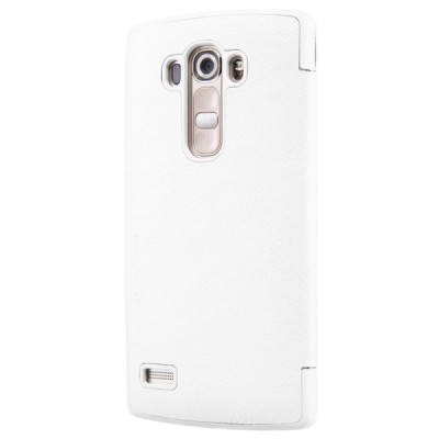 Greznais „Nillkin“ Qin sērijas ādas atvērams balts LG G4s Beat (H735) maciņš / Vacins.lv