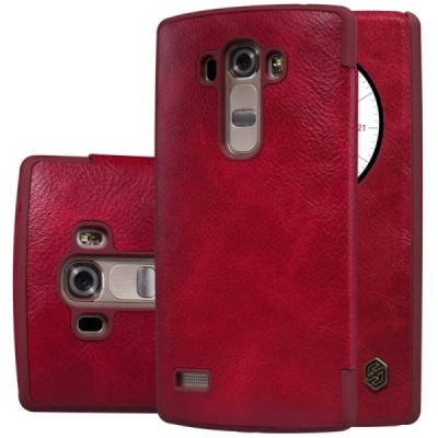 Greznais „Nillkin“ Qin sērijas ādas atvērams sarkans LG G4s Beat (H735) maciņš / Vacins.lv