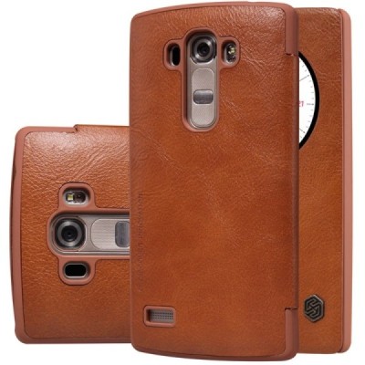 Greznais „Nillkin“ Qin sērijas ādas atvērams brūns LG G4s Beat (H735) maciņš / Vacins.lv