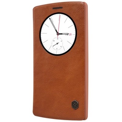 Greznais „Nillkin“ Qin sērijas ādas atvērams brūns LG G4s Beat (H735) maciņš / Vacins.lv