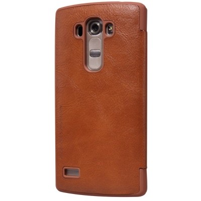 Greznais „Nillkin“ Qin sērijas ādas atvērams brūns LG G4s Beat (H735) maciņš / Vacins.lv