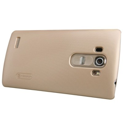 LG G4s Beat (H735) Nillkin Frosted Shield auksinis plastikinis dėklas + apsauginė ekrano plėvelė / Priedai.lt