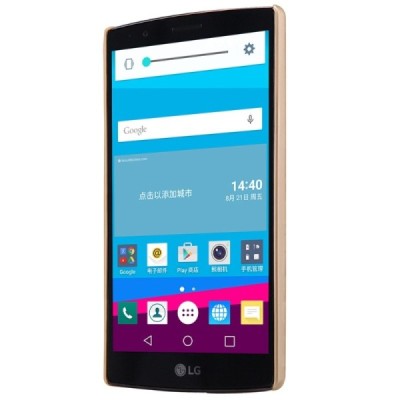 LG G4s Beat (H735) Nillkin Frosted Shield auksinis plastikinis dėklas + apsauginė ekrano plėvelė / Priedai.lt