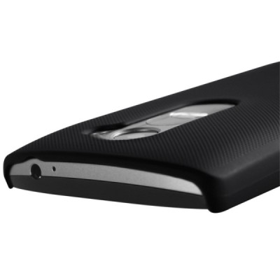 LG Leon G4 LTE (H340, H320) Nillkin Frosted Shield melns plastmasas apvalks + ekrāna aizsargplēve / Vacins.lv