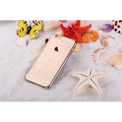 Apple iPhone 6S elegants Devia Butterfly dzidrs (caurspīdīgs) zelta plastmasas apvalks ar tauriņiem / Vacins.lv