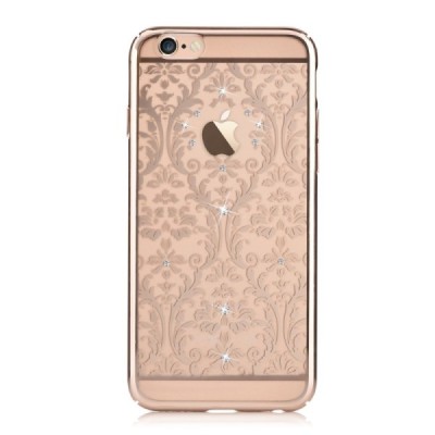 Apple iPhone 6S elegants Devia Crystal Baroque Swarovski dzidrs (caurspīdīgs) zelta plastmasas apvalks ar kristāliem / Vacins.lv