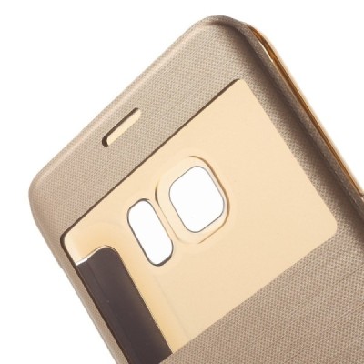 Samsung Galaxy S6 Edge+ Plus (G928) View Window atvēramais zelta maciņš / Vacins.lv