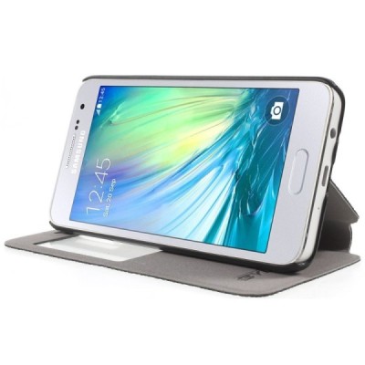 Samsung Galaxy A3 2015 (A300F) Smart Window atvēramais melns maciņš / Vacins.lv