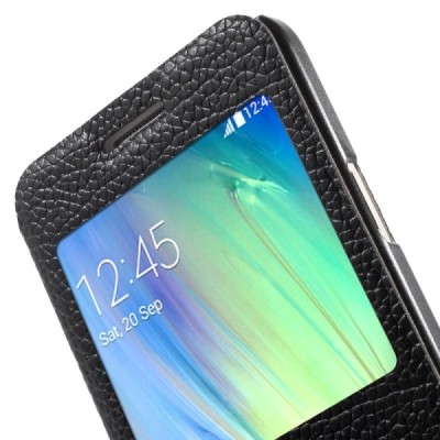 Samsung Galaxy A3 2015 (A300F) Smart Window atvēramais melns maciņš / Vacins.lv