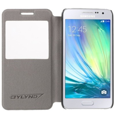 Samsung Galaxy A3 2015 (A300F) Smart Window atvēramais melns maciņš / Vacins.lv