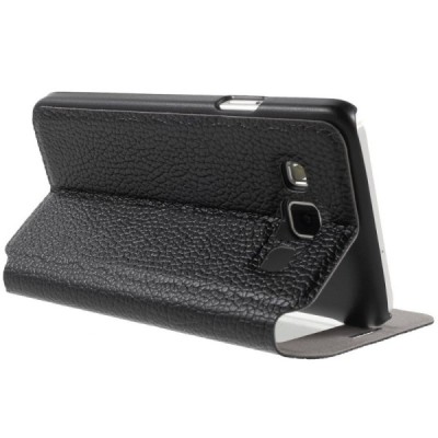 Samsung Galaxy A3 2015 (A300F) Smart Window atvēramais melns maciņš / Vacins.lv