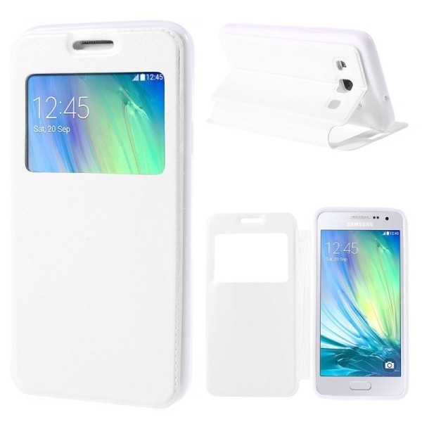 Atvēramais maciņš ar lodziņu - balts (Galaxy A3 2015)