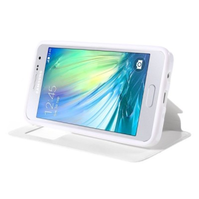 Samsung Galaxy A3 2015 (A300F) Smart Window atvēramais balts maciņš / Vacins.lv