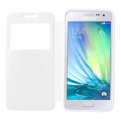 Samsung Galaxy A3 2015 (A300F) Smart Window atvēramais balts maciņš / Vacins.lv
