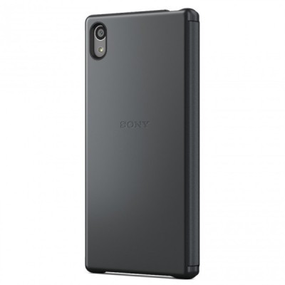 Oficialius Sony Xperia Z5 Style Cover Window juodas atverčiamas dėklas SCR42 / Priedai.lt
