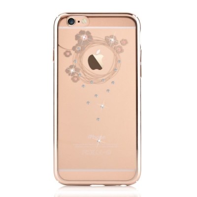 Apple iPhone 6s Plus Devia Crystal Garland Swarovski plastikinis skaidrus permatomas auksinis dėklas su kristalais / Priedai.lt
