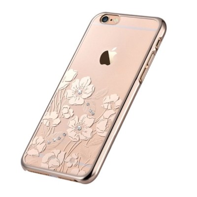 Apple iPhone 6S Plus elegants Devia Crystal Rococo Swarovski dzidrs (caurspīdīgs) zelta plastmasas apvalks ar kristāliem / Vacin