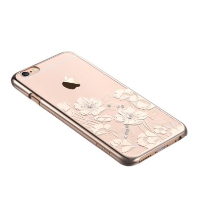 Apple iPhone 6S Plus elegants Devia Crystal Rococo Swarovski dzidrs (caurspīdīgs) zelta plastmasas apvalks ar kristāliem / Vacin