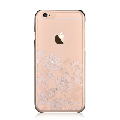 Apple iPhone 6S Plus elegants Devia Crystal Rococo Swarovski dzidrs (caurspīdīgs) zelta plastmasas apvalks ar kristāliem / Vacin