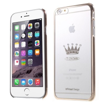 Apple iPhone 6s Plus X-Fitted Crystal T Crown Swarovski plastikinis skaidrus permatomas auksinis dėklas su kristalais / Priedai.