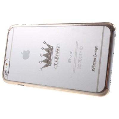 Apple iPhone 6S Plus elegants X-Fitted Crystal T Crown Swarovski dzidrs (caurspīdīgs) zelta plastmasas apvalks ar kristāliem / V