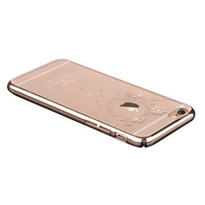 Apple iPhone 6S elegants Devia Crystal Garland Swarovski dzidrs (caurspīdīgs) zelta plastmasas apvalks ar kristāliem / Vacins.lv