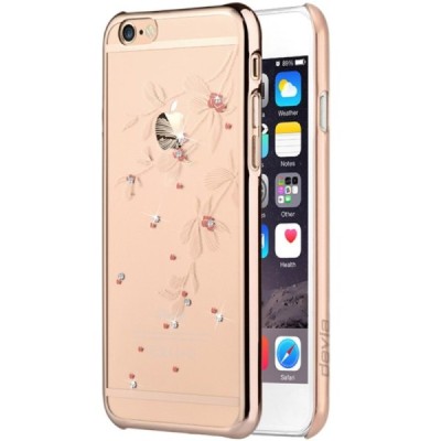 Apple iPhone 6S elegants Devia Crystal Flowery Swarovski dzidrs (caurspīdīgs) zelta plastmasas apvalks ar kristāliem / Vacins.lv