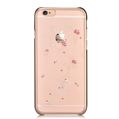 Apple iPhone 6S elegants Devia Crystal Flowery Swarovski dzidrs (caurspīdīgs) zelta plastmasas apvalks ar kristāliem / Vacins.lv