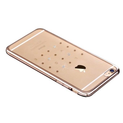 Apple iPhone 6S elegants Devia Crystal Love Swarovski dzidrs (caurspīdīgs) zelta plastmasas apvalks ar kristāliem / Vacins.lv