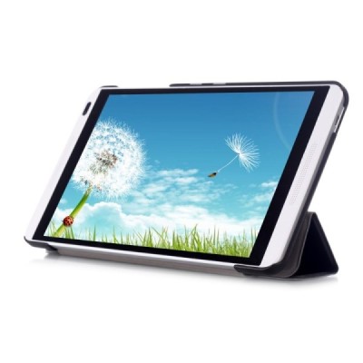 Huawei MediaPad M1 8" atverčiamas juodas odinis dėklas - knygutė / Priedai.lt