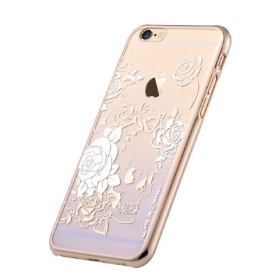 Apple iPhone 6S elegants Devia Crystal Charm Swarovski dzidrs (caurspīdīgs) zelta (violeta) plastmasas apvalks ar kristāliem / V