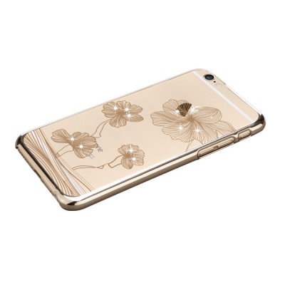 Apple iPhone 6S elegants X-Fitted Crystal Lotus Swarovski dzidrs (caurspīdīgs) zelta plastmasas apvalks ar kristāliem / Vacins.l
