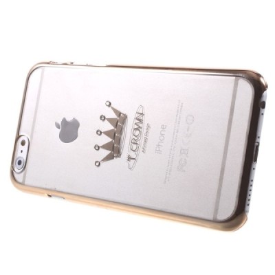Apple iPhone 6S elegants X-Fitted Crystal Crown Swarovski dzidrs (caurspīdīgs) zelta plastmasas apvalks ar kristāliem / Vacins.l