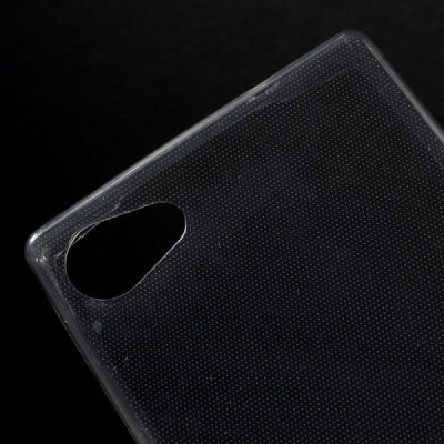 Sony Xperia Z5 Compact skaidrus (permatomas) kieto silikono TPU ploniausias pasaulyje pilkas dėklas / Priedai.lt