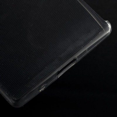 Sony Xperia Z5 Compact skaidrus (permatomas) kieto silikono TPU ploniausias pasaulyje pilkas dėklas / Priedai.lt