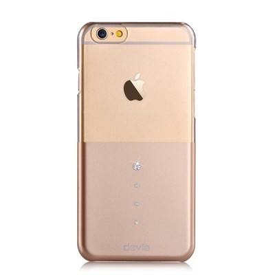 Apple iPhone 6S elegants Devia Crystal Fashion Swarovski dzidrs (caurspīdīgs) zelta plastmasas apvalks ar kristāliem / Vacins.lv