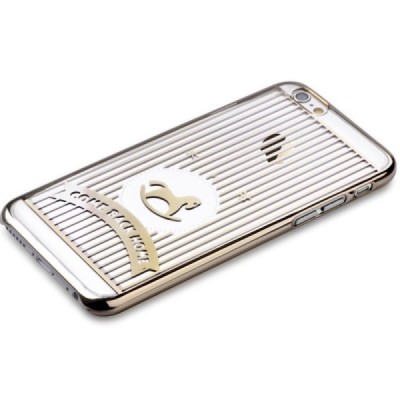 Apple iPhone 6S elegants Devia Love&Fun dzidrs (caurspīdīgs) zelta plastmasas apvalks / Vacins.lv