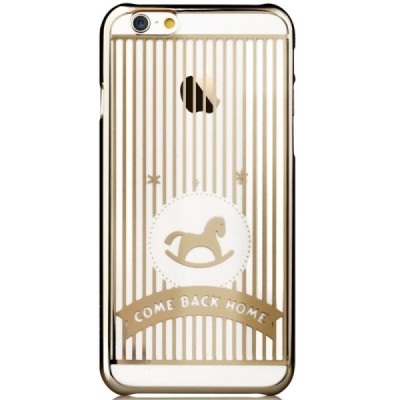 Apple iPhone 6S elegants Devia Love&Fun dzidrs (caurspīdīgs) zelta plastmasas apvalks / Vacins.lv