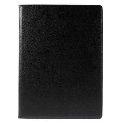 Apple iPad Pro 12.9"atvēramais melns ādas maciņš, grozās 360° grādu apjomā / Vacins.lv