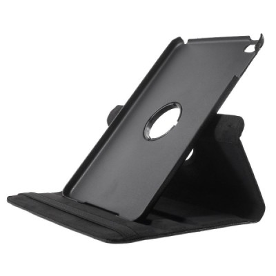 Apple iPad mini 4 (iPad mini 2019) atvēramais melns ādas maciņš, grozās 360° grādu apjomā / Vacins.lv