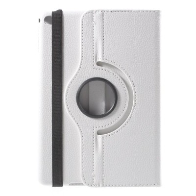 Apple iPad mini 4 (iPad mini 2019) atvēramais balts ādas maciņš, grozās 360° grādu apjomā / Vacins.lv