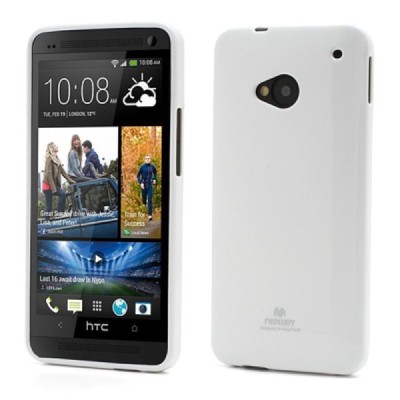 HTC One M7 Mercury balts cieta silikona (TPU) apvalks / vacins.lv
