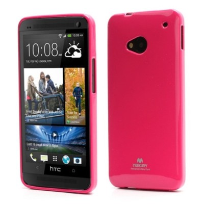 HTC One M7 Mercury tumši rozs cieta silikona (TPU) apvalks / vacins.lv